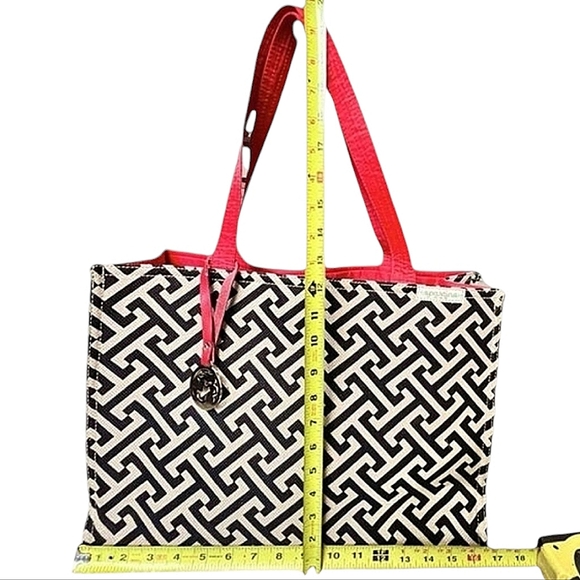 Spartina 449 Callahan Market Linen & Leather Tote, Cream/Black/Red - Picture 7 of 10